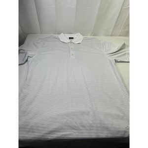 Greg Norman ML75 Golf Polo Shirt White Striped XL Moisture Wicking Breathable